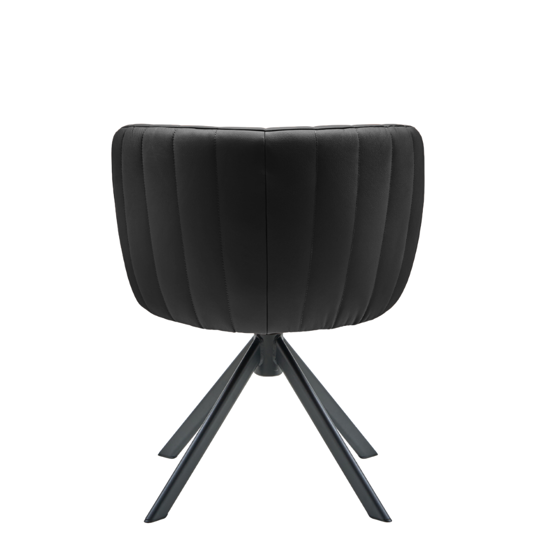 Shelly II spisebordsstol - læder m. drejeben (sort)